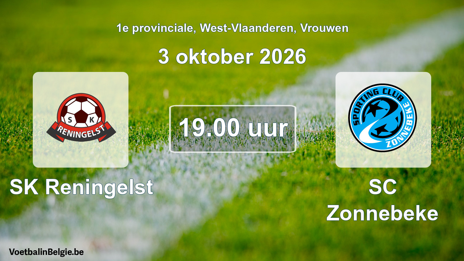 Geplande wedstrijd vrouwenvoetbal: SK Reningelst - SC Zonnebeke (3 oktober 2026)