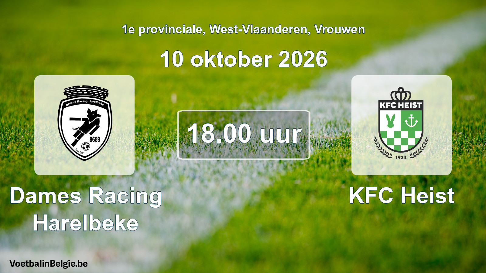 Geplande wedstrijd vrouwenvoetbal: Dames Racing Harelbeke - KFC Heist (10 oktober 2026)