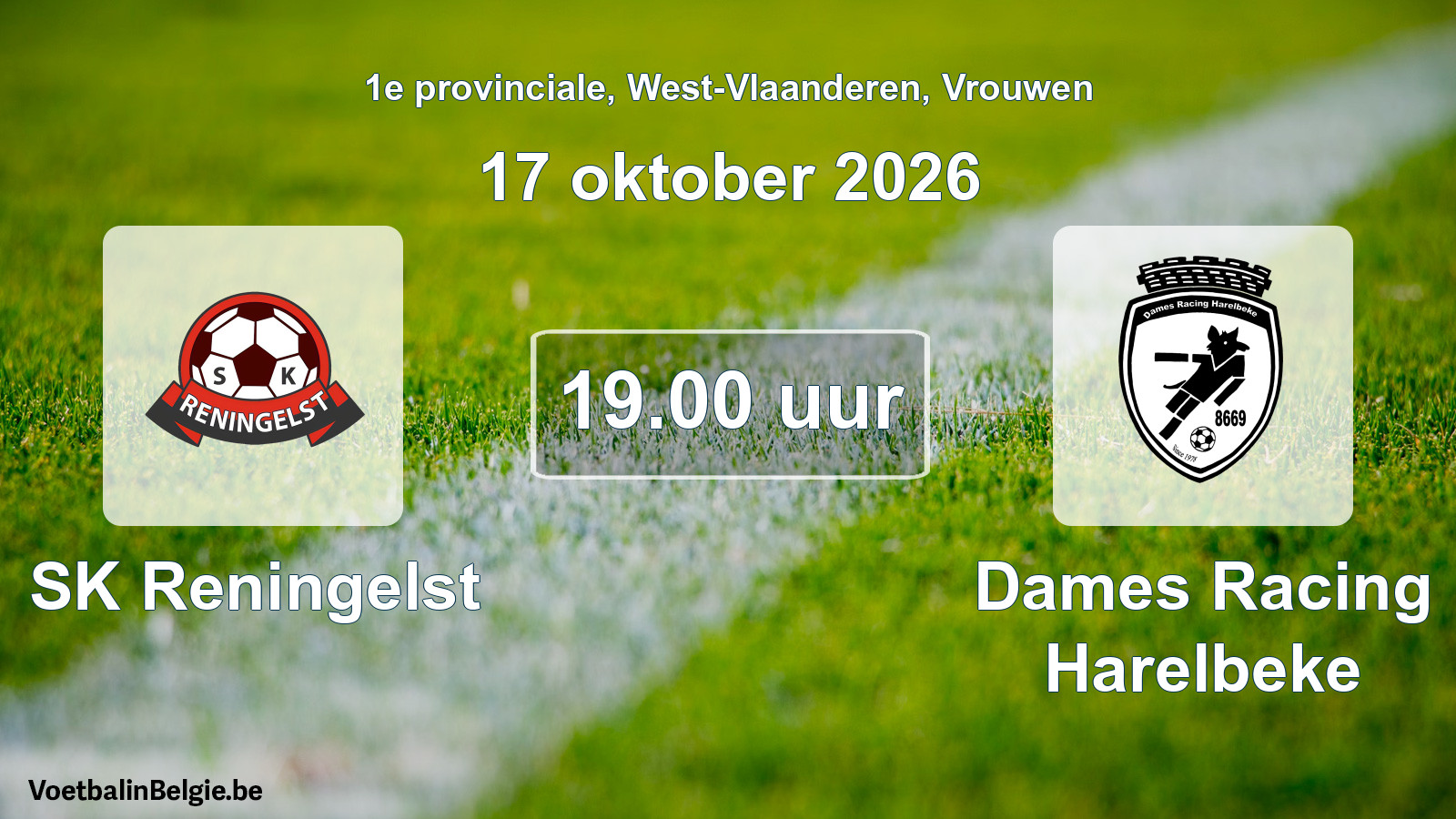 Geplande wedstrijd vrouwenvoetbal: SK Reningelst - Dames Racing Harelbeke (17 oktober 2026)