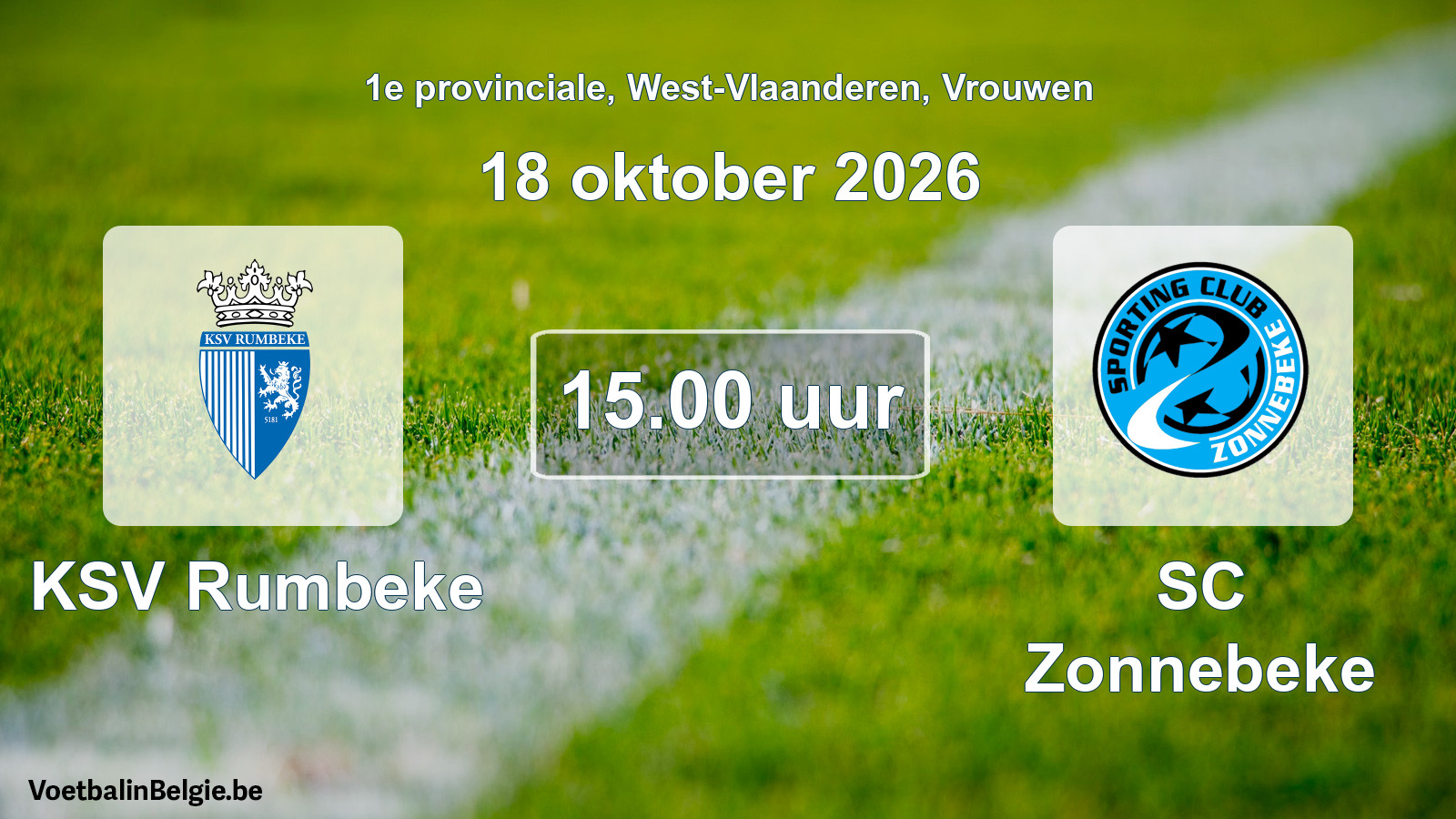 Geplande wedstrijd vrouwenvoetbal: KSV Rumbeke - SC Zonnebeke (18 oktober 2026)