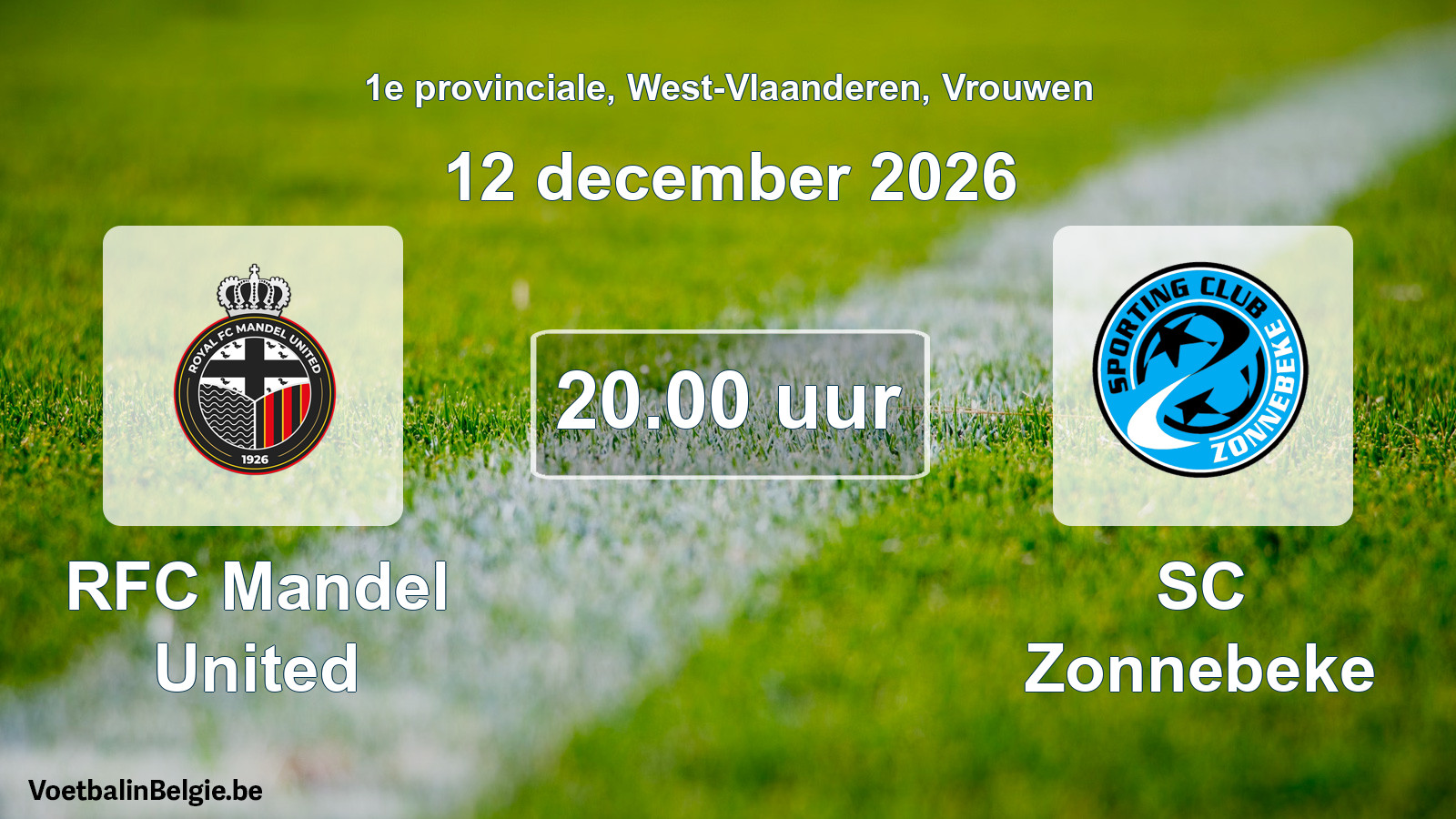 Geplande wedstrijd vrouwenvoetbal: RFC Mandel United - SC Zonnebeke (12 december 2026)