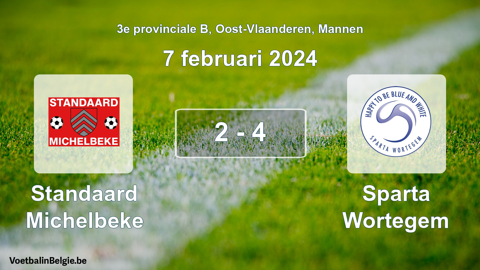 Gespeelde wedstrijd mannenvoetbal: Standaard Michelbeke - Sparta Wortegem 2 - 4 (7 februari 2024)