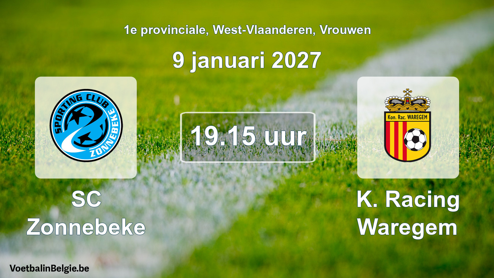 Geplande wedstrijd vrouwenvoetbal: SC Zonnebeke - K. Racing Waregem (9 januari 2027)
