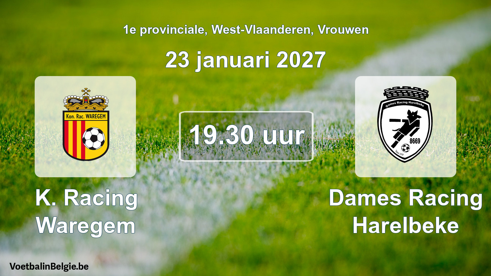 Geplande wedstrijd vrouwenvoetbal: K. Racing Waregem - Dames Racing Harelbeke (23 januari 2027)