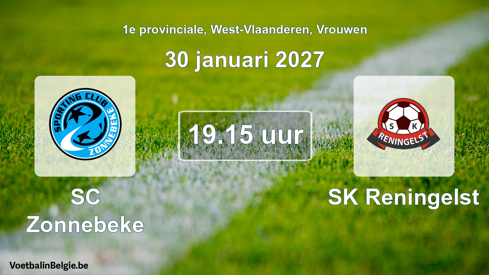 Geplande wedstrijd vrouwenvoetbal: SC Zonnebeke - SK Reningelst (30 januari 2027)