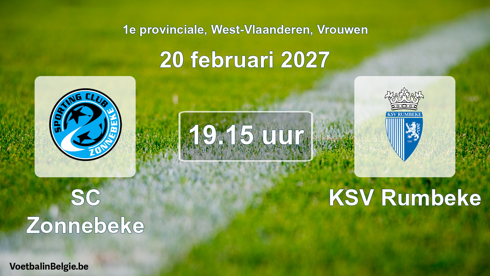 Geplande wedstrijd vrouwenvoetbal: SC Zonnebeke - KSV Rumbeke (20 februari 2027)