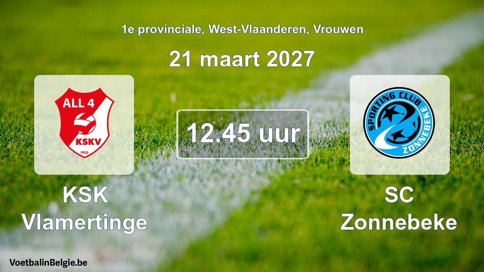 Geplande wedstrijd vrouwenvoetbal: KSK Vlamertinge - SC Zonnebeke (21 maart 2027)