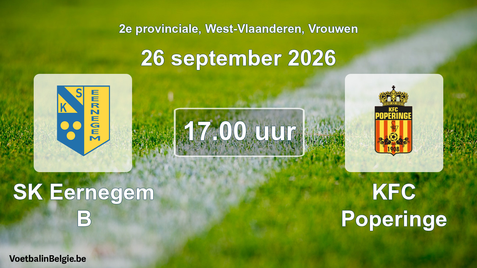 Geplande wedstrijd vrouwenvoetbal: SK Eernegem B - KFC Poperinge (26 september 2026)