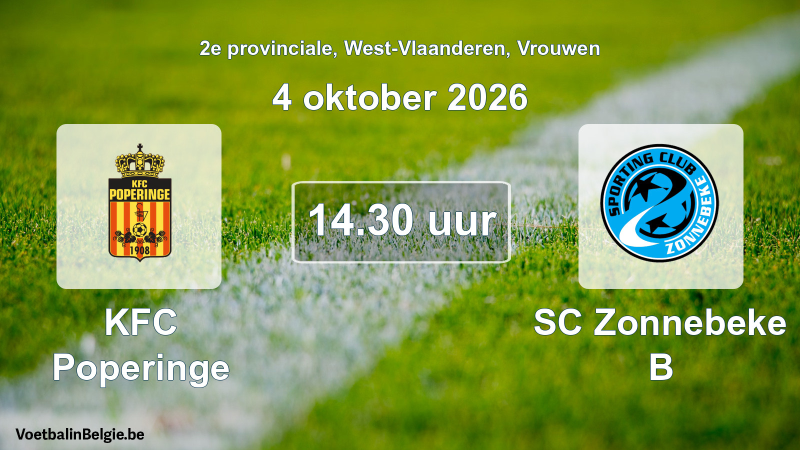 Geplantes Spiel frauen-Fußball: KFC Poperinge - SC Zonnebeke B (4 Oktober 2026)