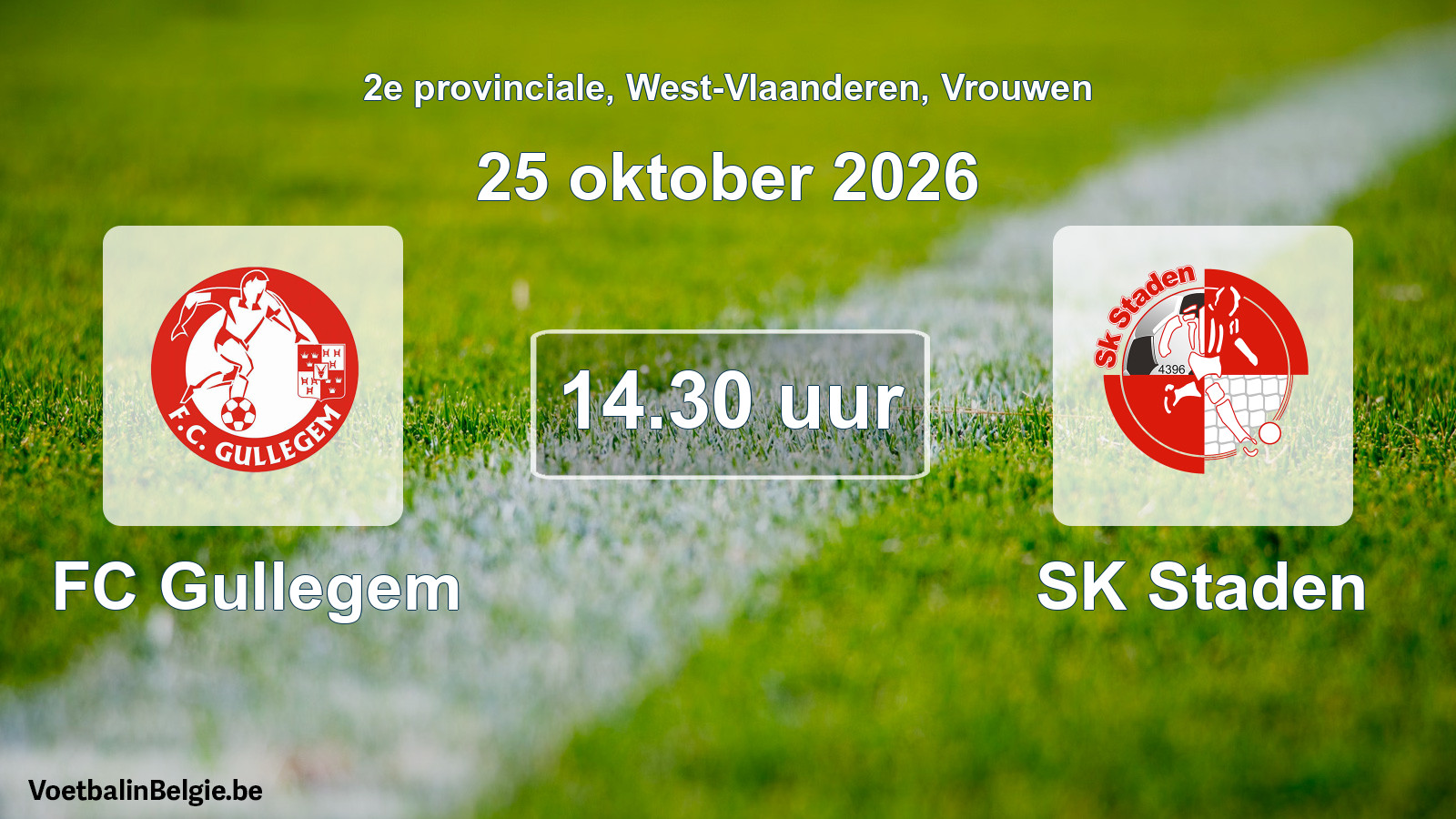 Geplande wedstrijd vrouwenvoetbal: FC Gullegem - SK Staden (25 oktober 2026)