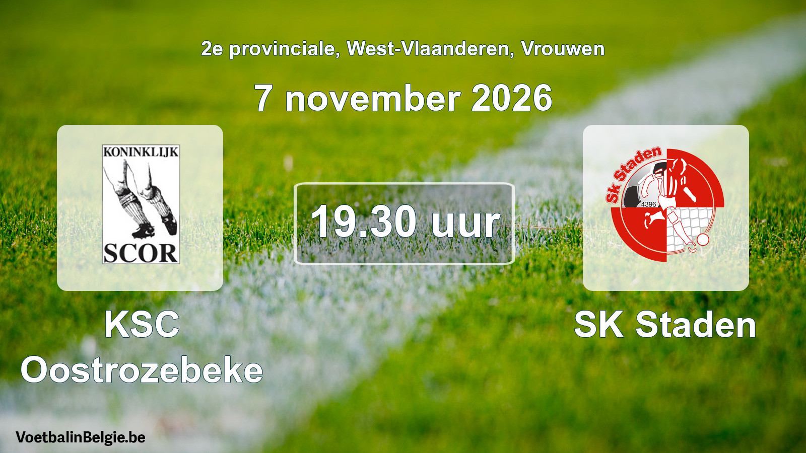 Geplande wedstrijd vrouwenvoetbal: KSC Oostrozebeke - SK Staden (7 november 2026)