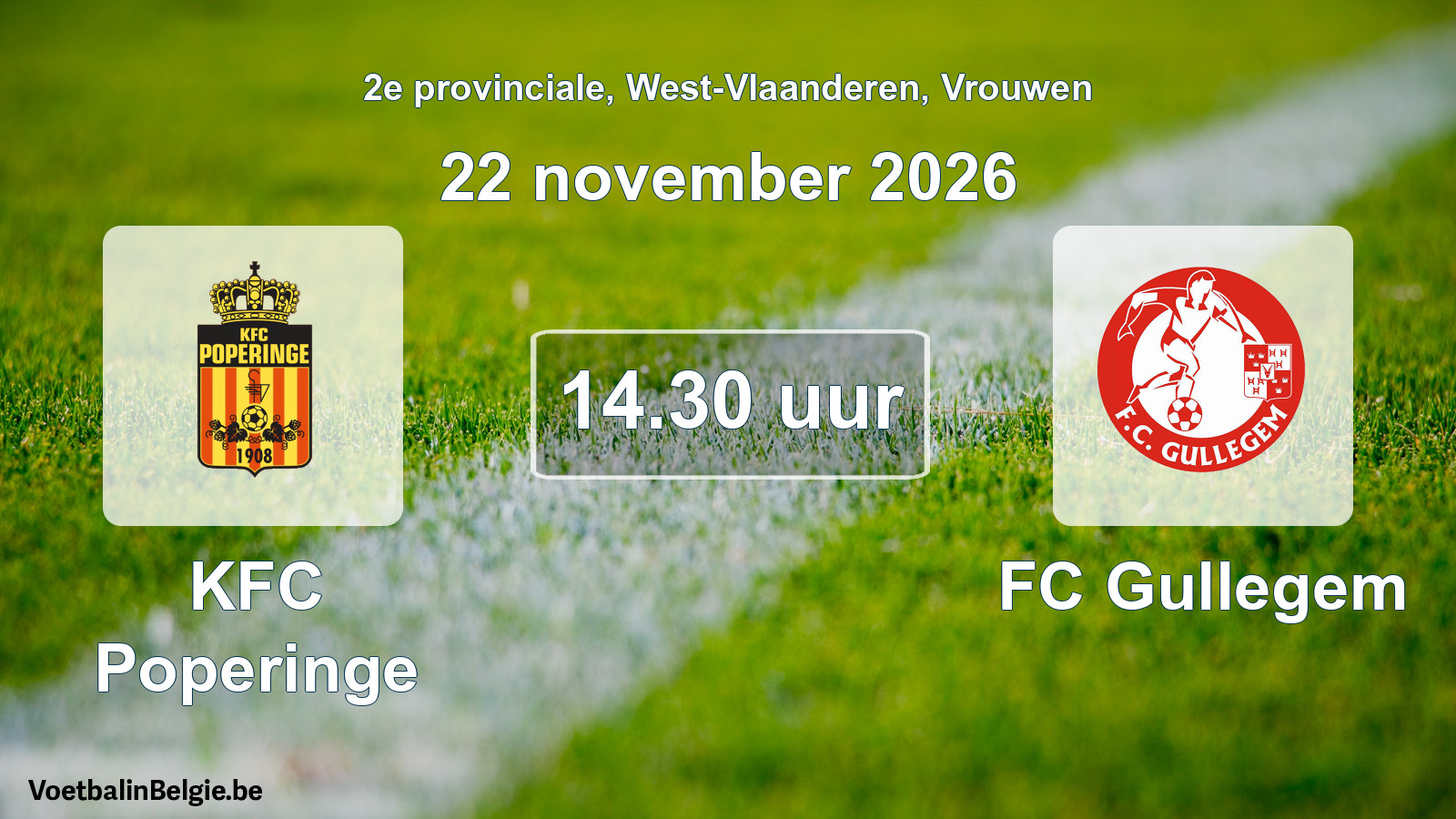 Geplande wedstrijd vrouwenvoetbal: KFC Poperinge - FC Gullegem (22 november 2026)