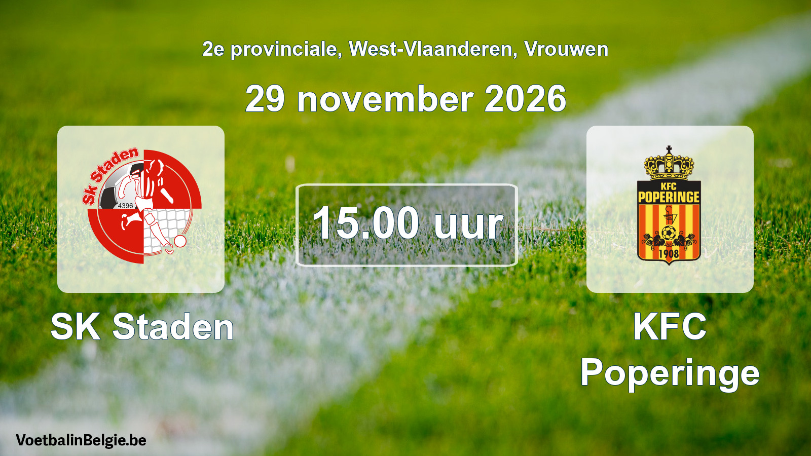Geplande wedstrijd vrouwenvoetbal: SK Staden - KFC Poperinge (29 november 2026)