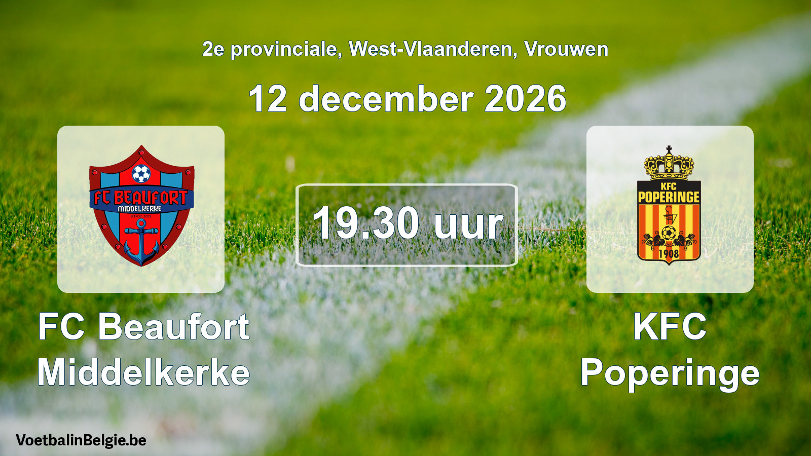 Geplande wedstrijd vrouwenvoetbal: FC Beaufort Middelkerke - KFC Poperinge (12 december 2026)