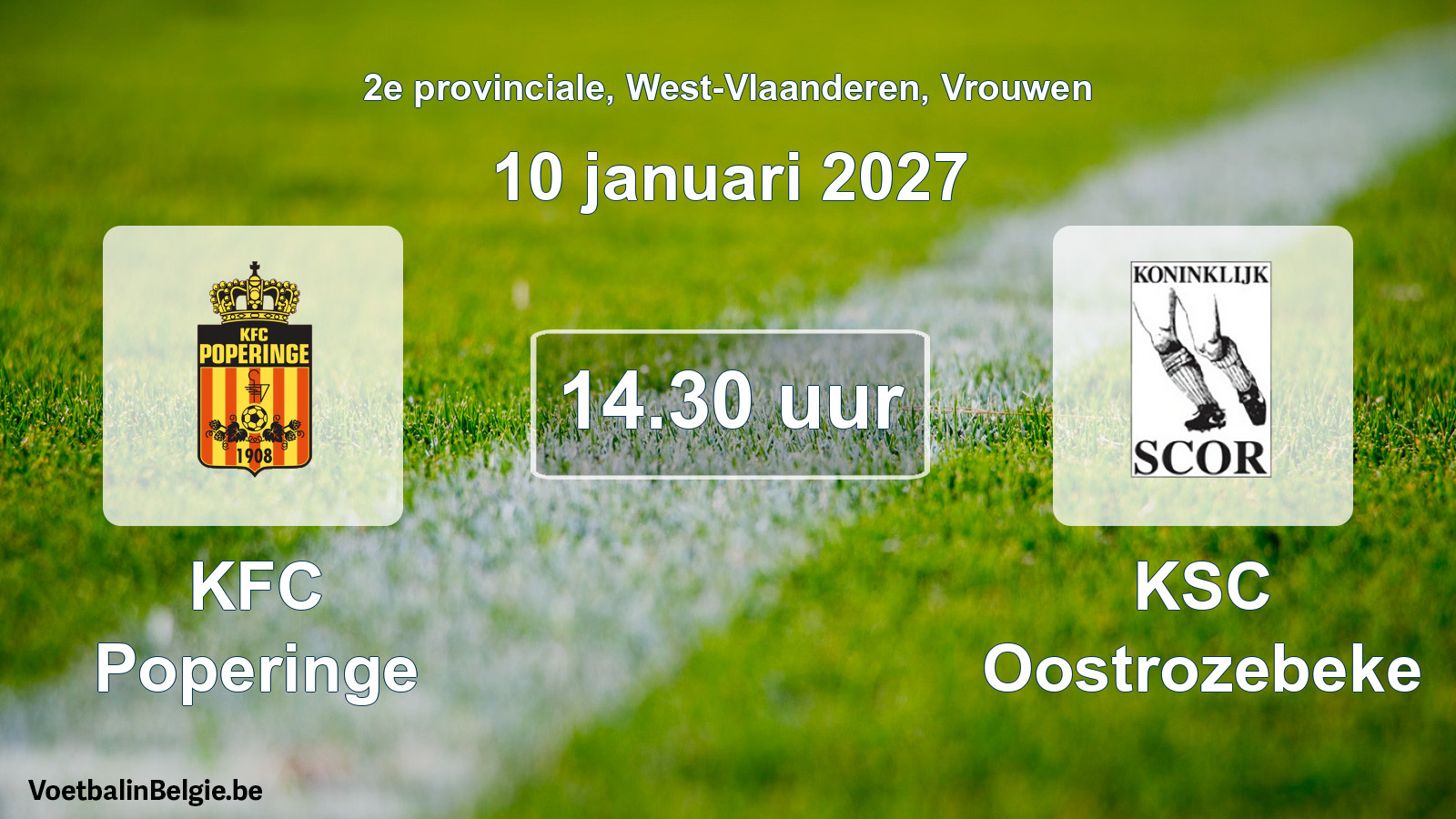 Geplande wedstrijd vrouwenvoetbal: KFC Poperinge - KSC Oostrozebeke (10 januari 2027)