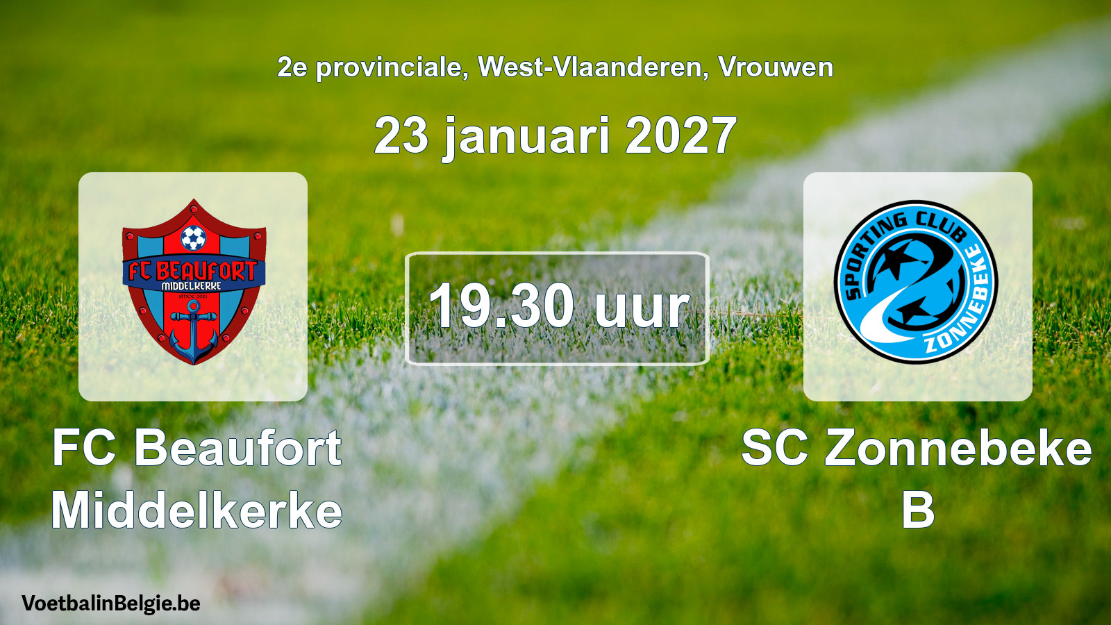 Geplande wedstrijd vrouwenvoetbal: FC Beaufort Middelkerke - SC Zonnebeke B (23 januari 2027)