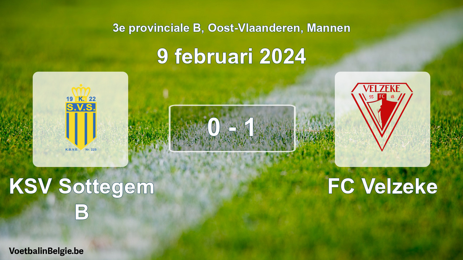 Gespeelde wedstrijd mannenvoetbal: KSV Sottegem B - FC Velzeke 0 - 1 (9 februari 2024)