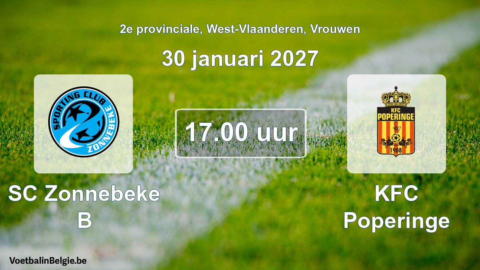 Geplantes Spiel frauen-Fußball: SC Zonnebeke B - KFC Poperinge (30 Januar 2027)