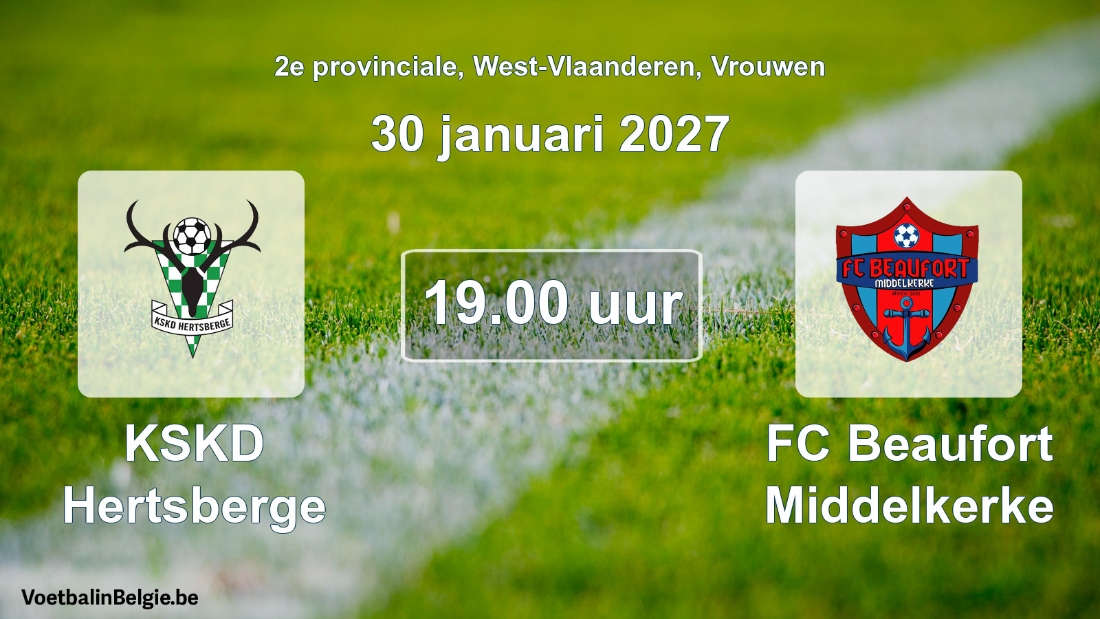 Geplande wedstrijd vrouwenvoetbal: KSKD Hertsberge - FC Beaufort Middelkerke (30 januari 2027)
