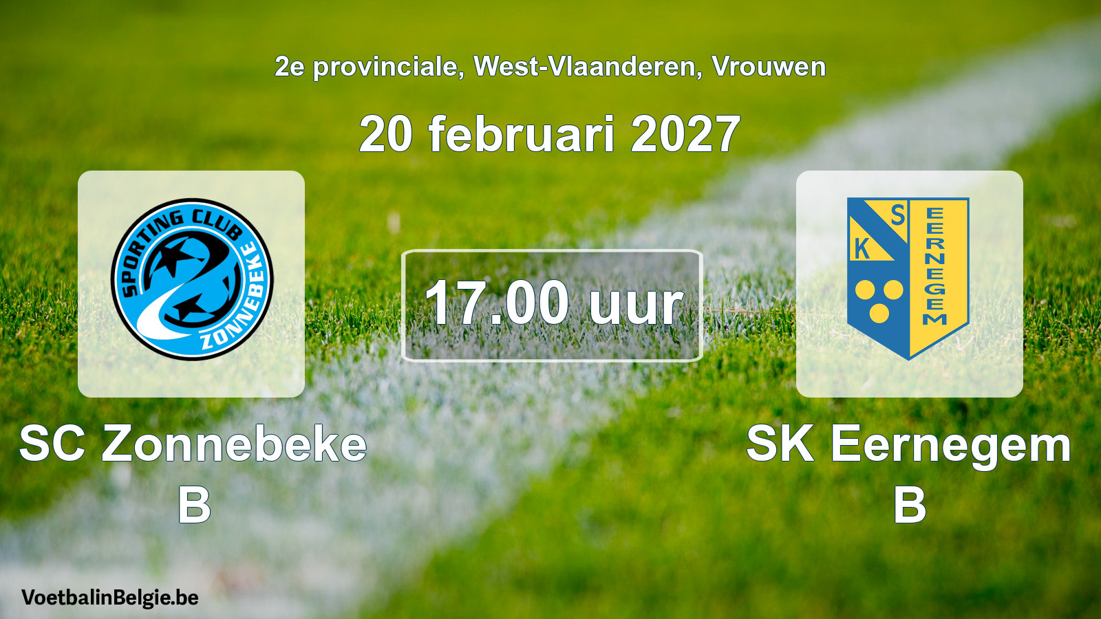 Geplande wedstrijd vrouwenvoetbal: SC Zonnebeke B - SK Eernegem B (20 februari 2027)