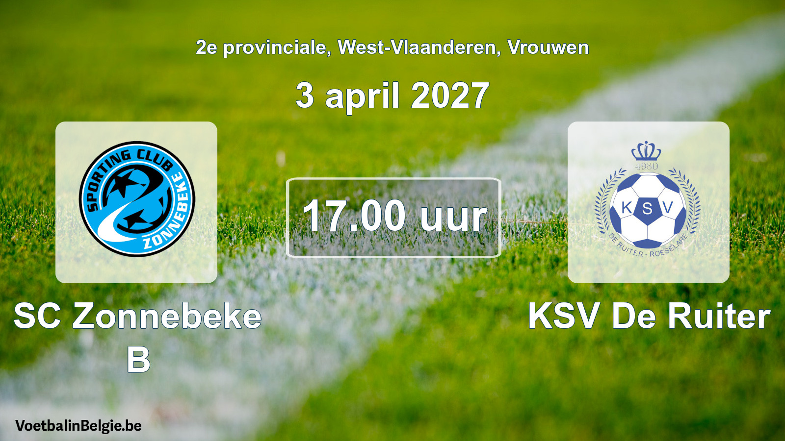 Scheduled match women football: SC Zonnebeke B - KSV De Ruiter (3 April 2027)
