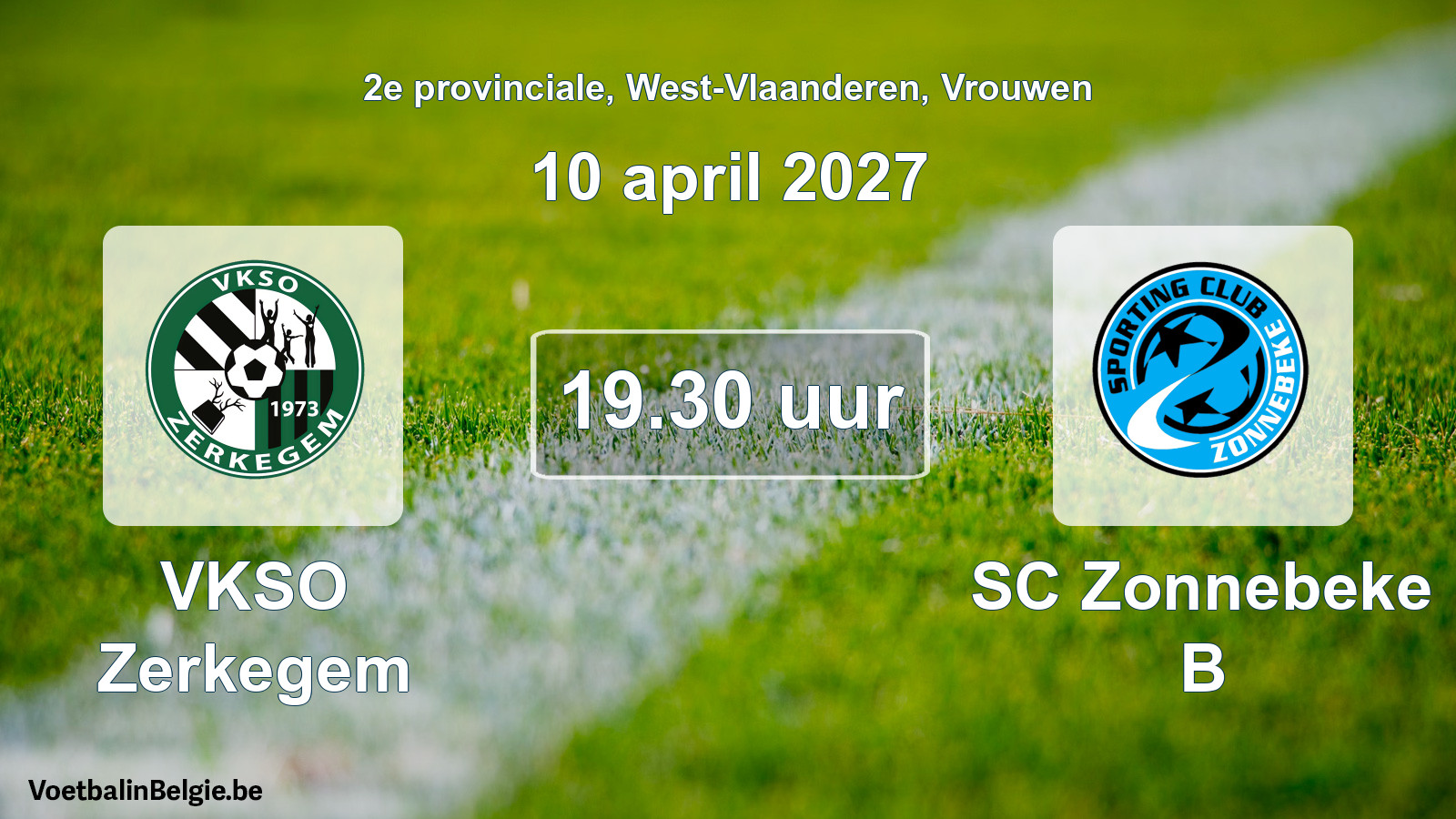 Geplande wedstrijd vrouwenvoetbal: VKSO Zerkegem - SC Zonnebeke B (10 april 2027)