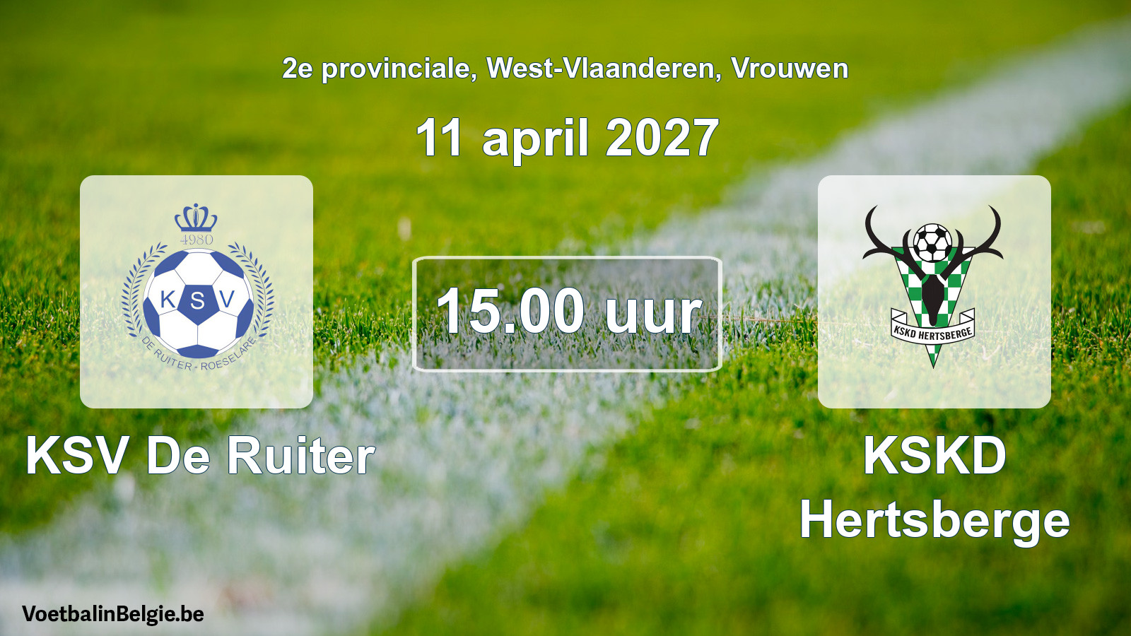 Match prévu football femmes: KSV De Ruiter - KSKD Hertsberge (11 avril 2027)