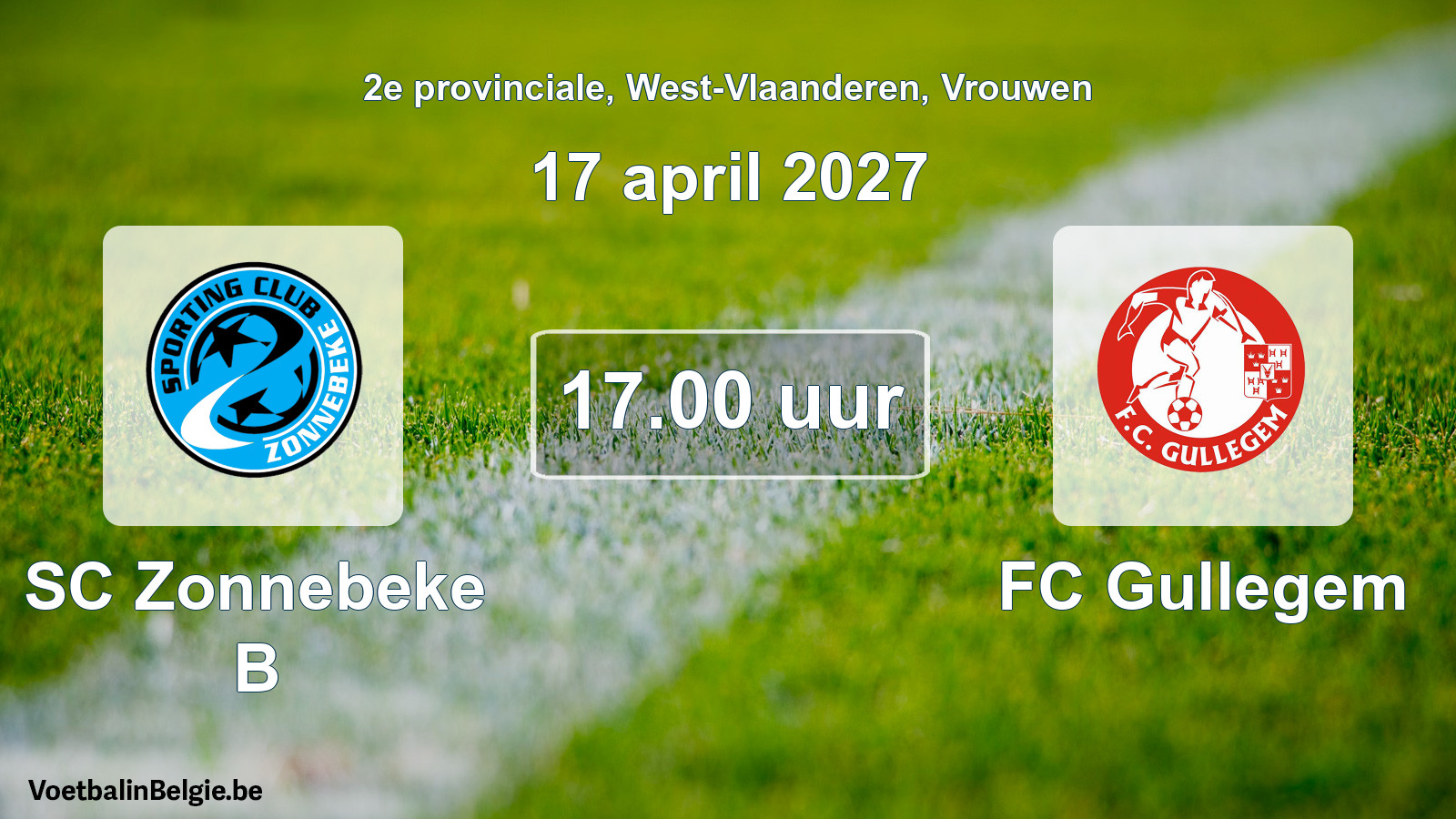 Geplande wedstrijd vrouwenvoetbal: SC Zonnebeke B - FC Gullegem (17 april 2027)