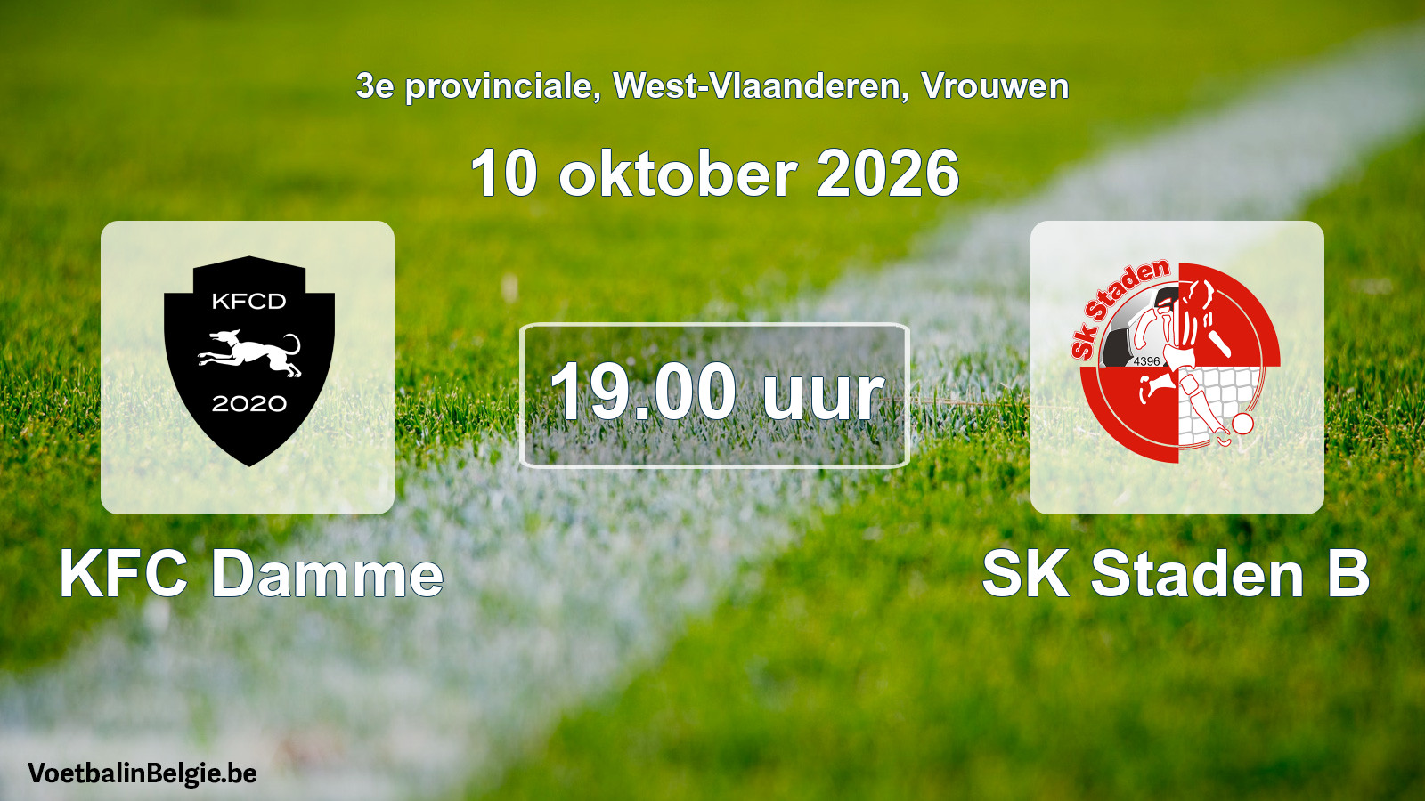 Geplande wedstrijd vrouwenvoetbal: KFC Damme - SK Staden B (10 oktober 2026)