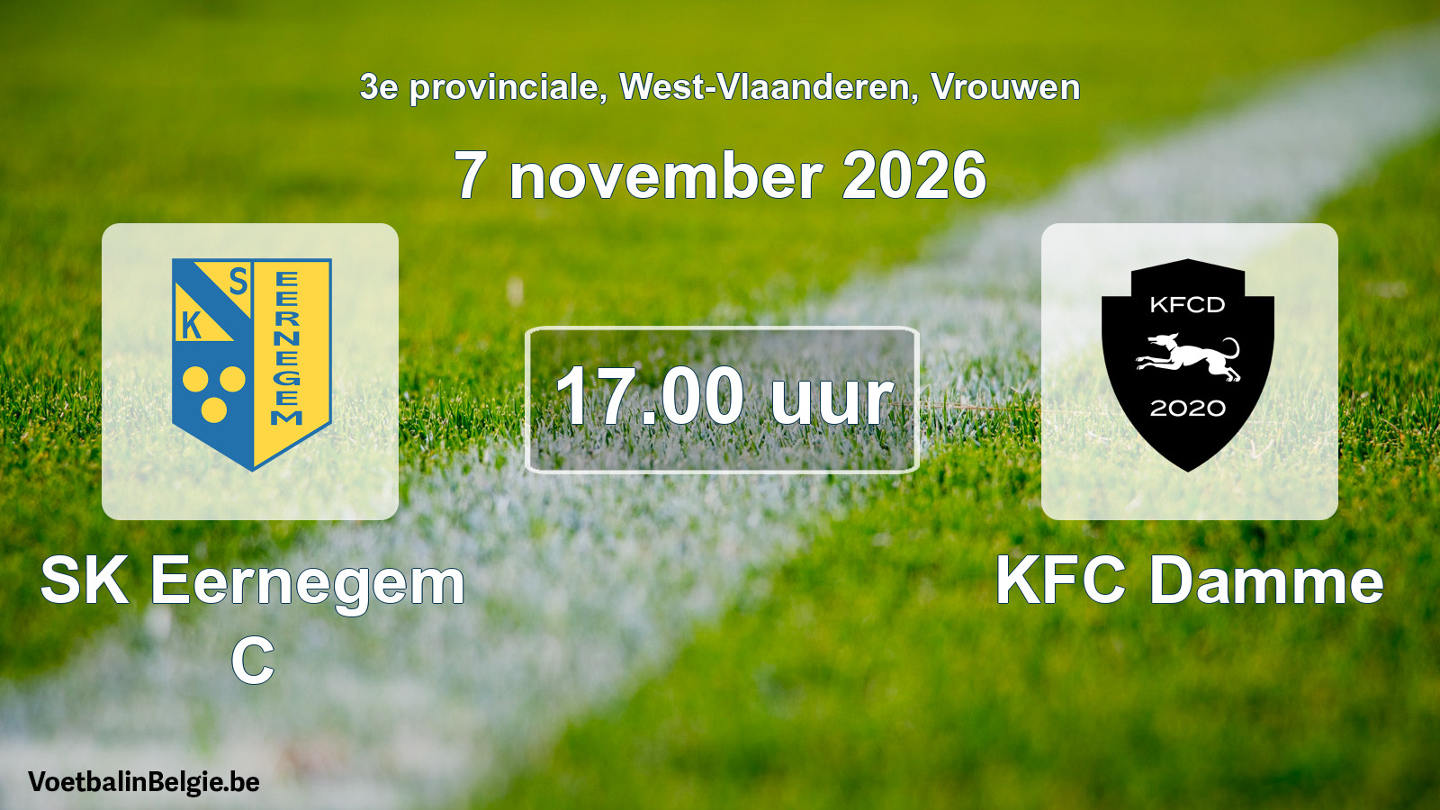 Geplande wedstrijd vrouwenvoetbal: SK Eernegem C - KFC Damme (7 november 2026)