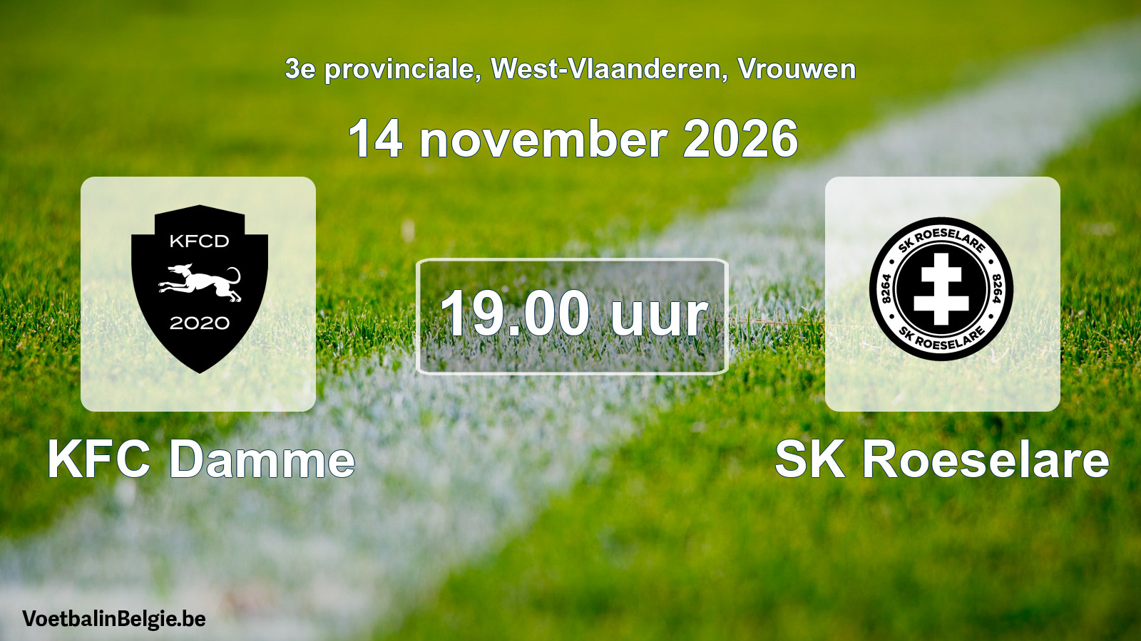 Geplande wedstrijd vrouwenvoetbal: KFC Damme - SK Roeselare (14 november 2026)