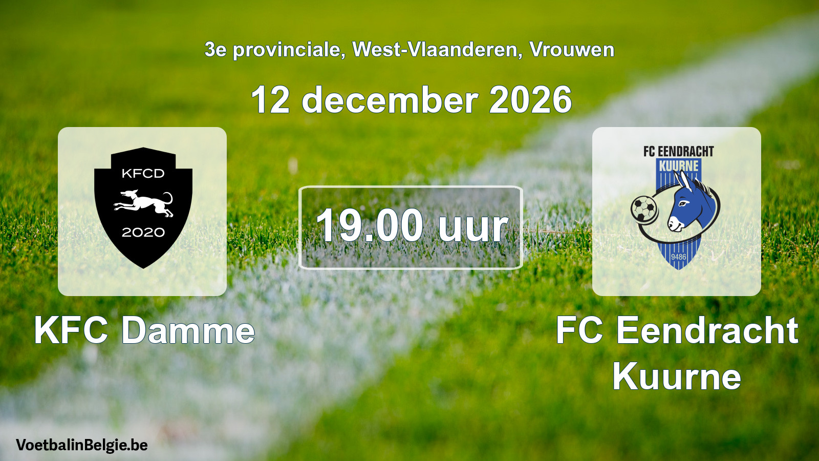 Geplande wedstrijd vrouwenvoetbal: KFC Damme - FC Eendracht Kuurne (12 december 2026)