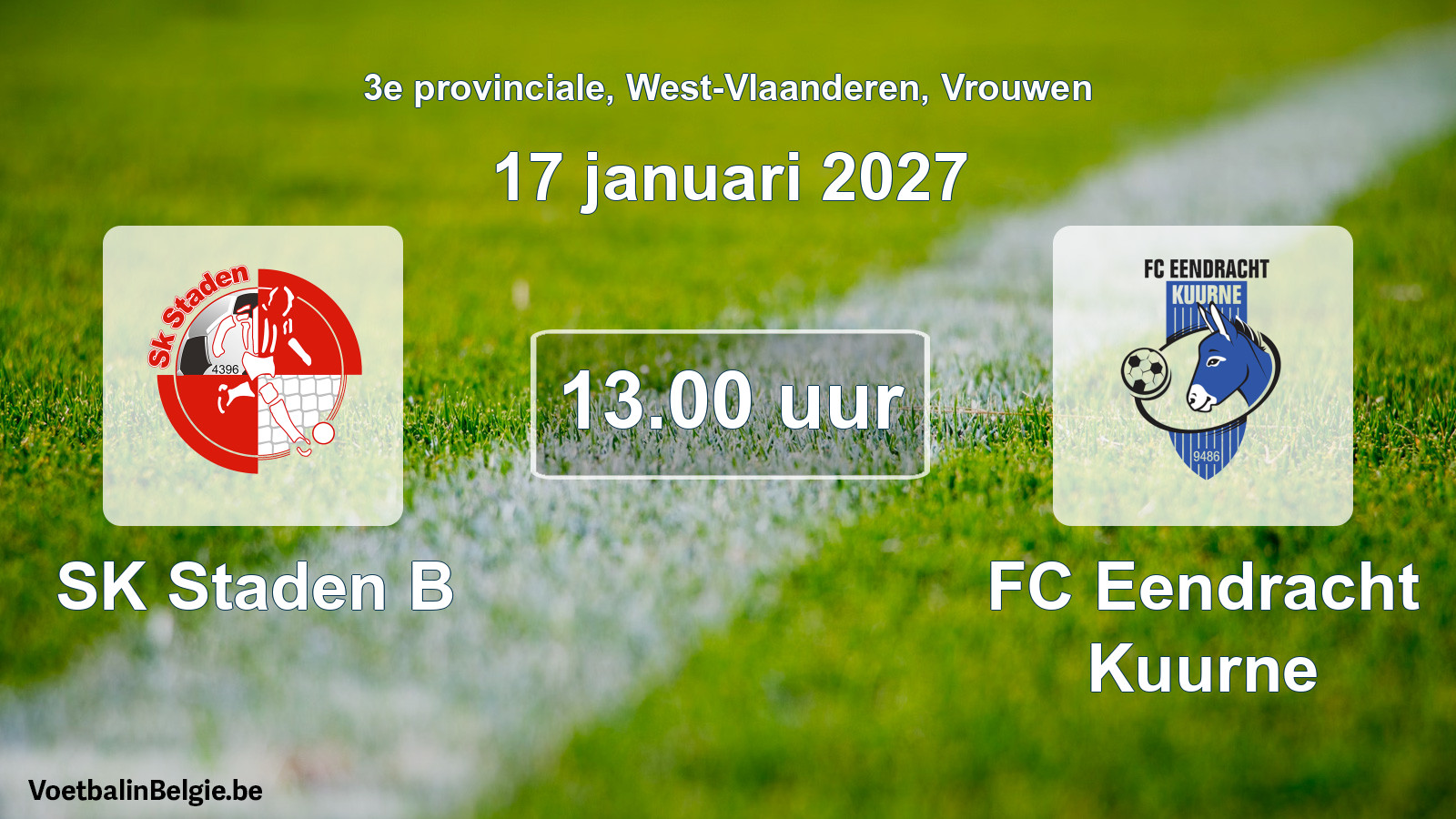 Geplande wedstrijd vrouwenvoetbal: SK Staden B - FC Eendracht Kuurne (17 januari 2027)