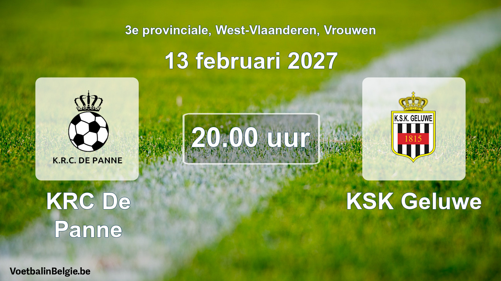 Geplande wedstrijd vrouwenvoetbal: KRC De Panne - KSK Geluwe (13 februari 2027)