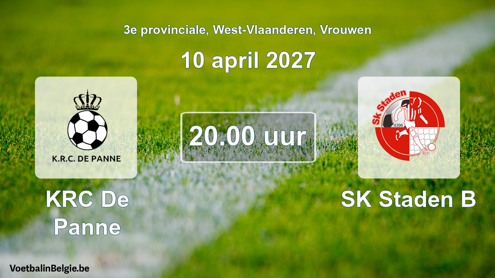 Geplande wedstrijd vrouwenvoetbal: KRC De Panne - SK Staden B (10 april 2027)