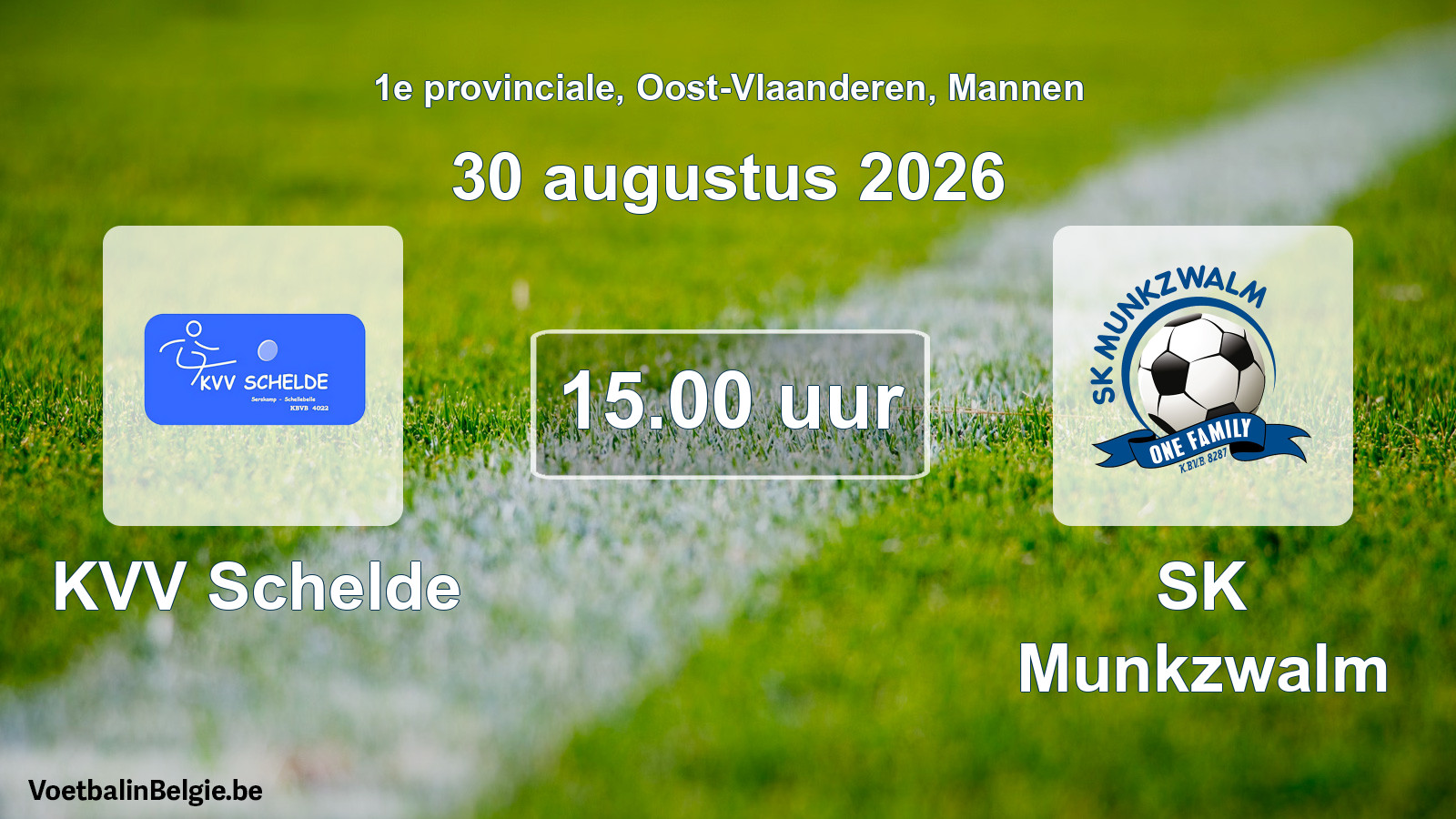 Geplande wedstrijd mannenvoetbal: KVV Schelde - SK Munkzwalm (30 augustus 2026)