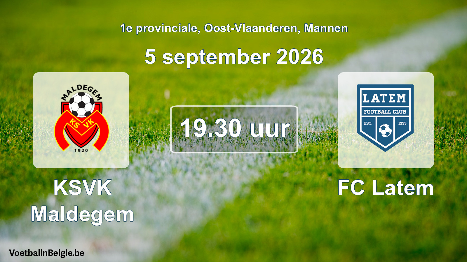 Geplande wedstrijd mannenvoetbal: KSVK Maldegem - FC Latem (5 september 2026)