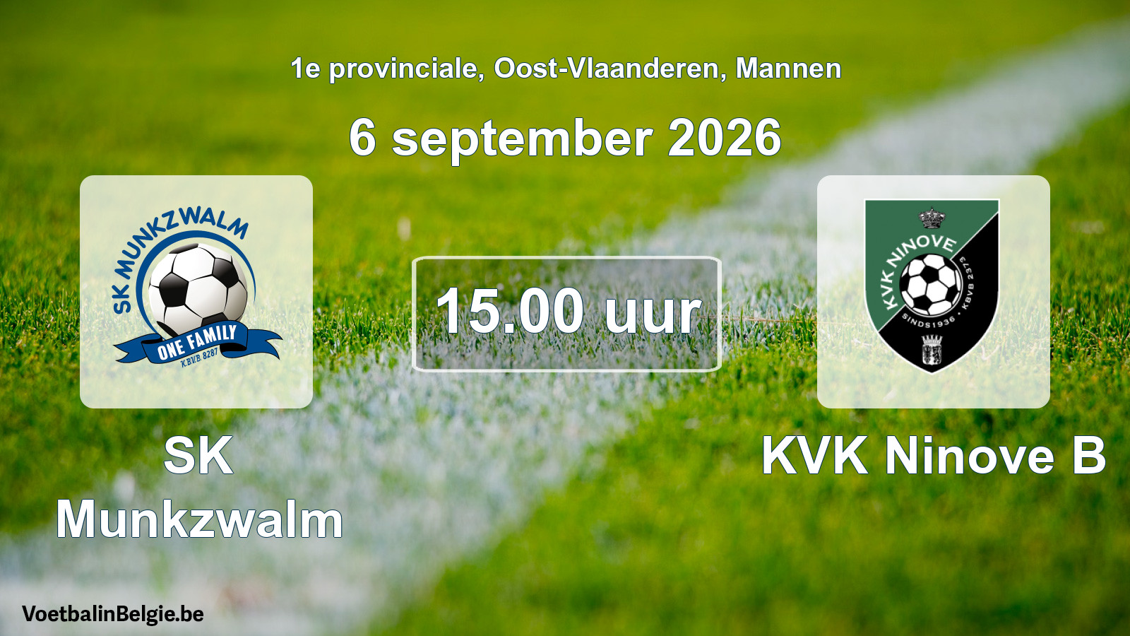 Geplande wedstrijd mannenvoetbal: SK Munkzwalm - KVK Ninove B (6 september 2026)
