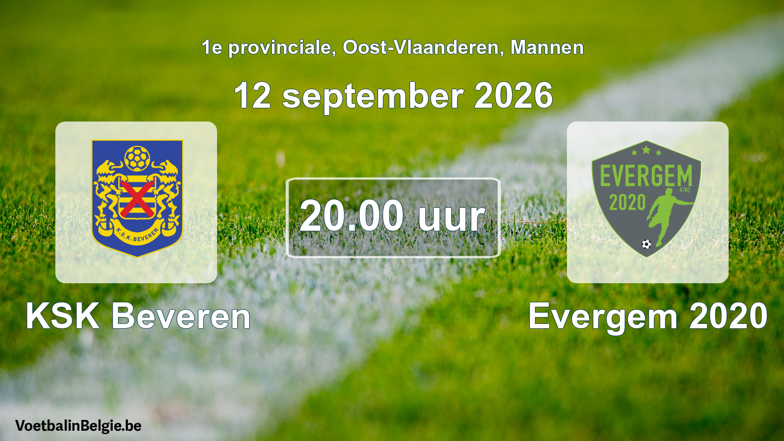 Scheduled match men football: KSK Beveren - Evergem 2020 (12 September 2026)