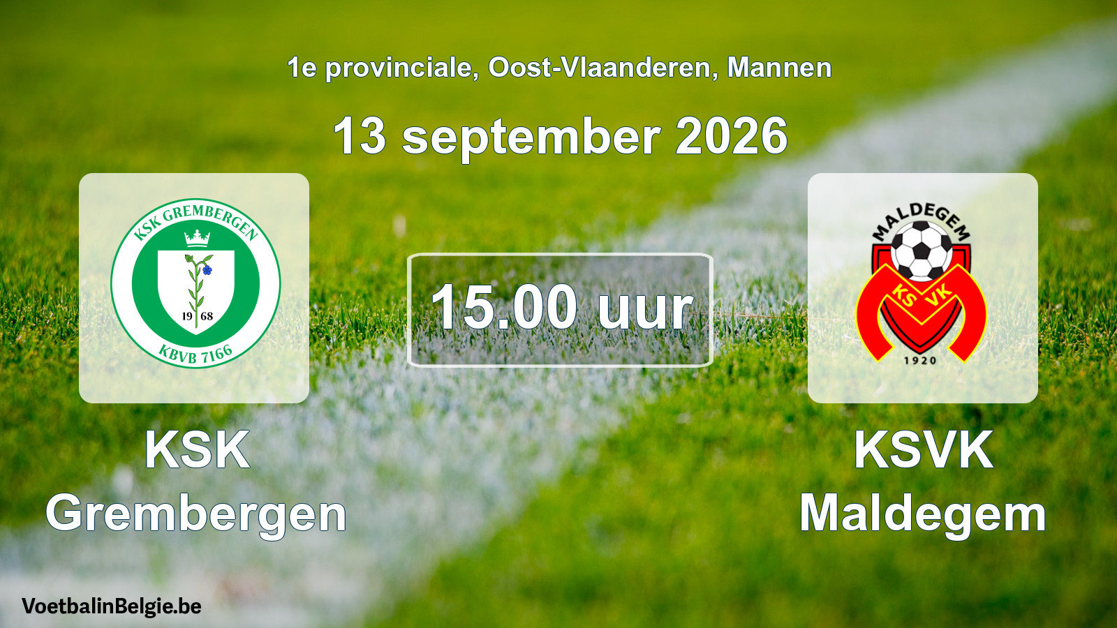Geplande wedstrijd mannenvoetbal: KSK Grembergen - KSVK Maldegem (13 september 2026)