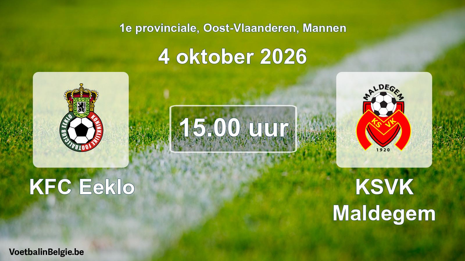 Geplande wedstrijd mannenvoetbal: KFC Eeklo - KSVK Maldegem (4 oktober 2026)