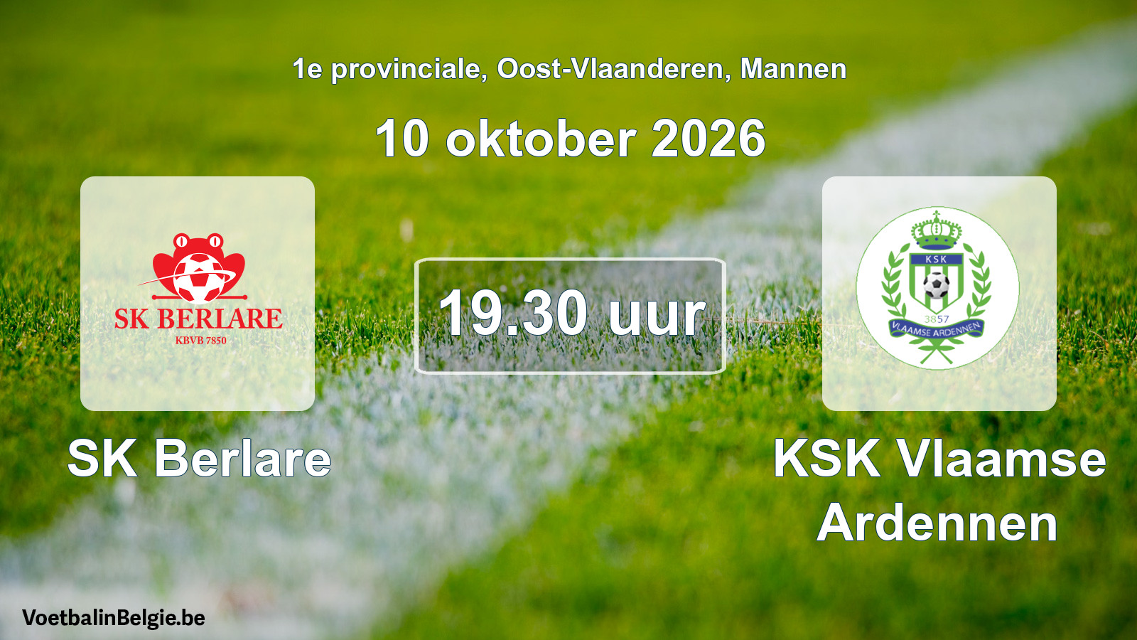 Geplande wedstrijd mannenvoetbal: SK Berlare - KSK Vlaamse Ardennen (10 oktober 2026)