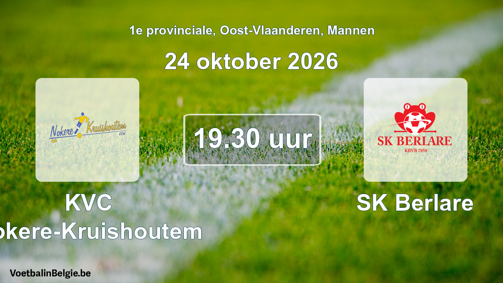 Geplande wedstrijd mannenvoetbal: KVC Nokere-Kruishoutem - SK Berlare (24 oktober 2026)