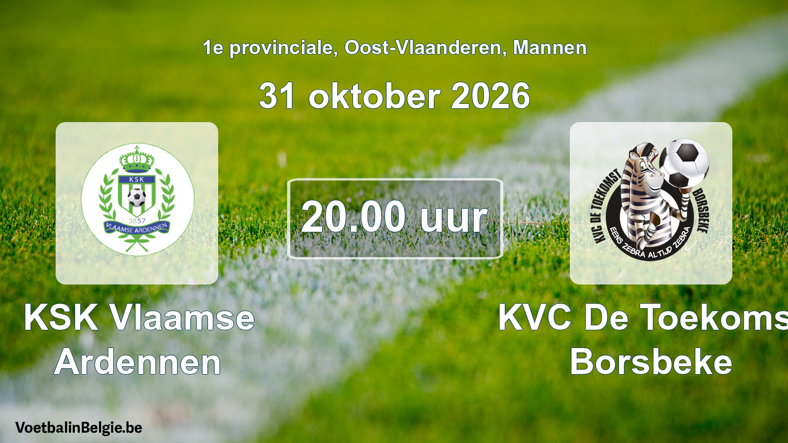 Geplande wedstrijd mannenvoetbal: KSK Vlaamse Ardennen - KVC De Toekomst Borsbeke (31 oktober 2026)