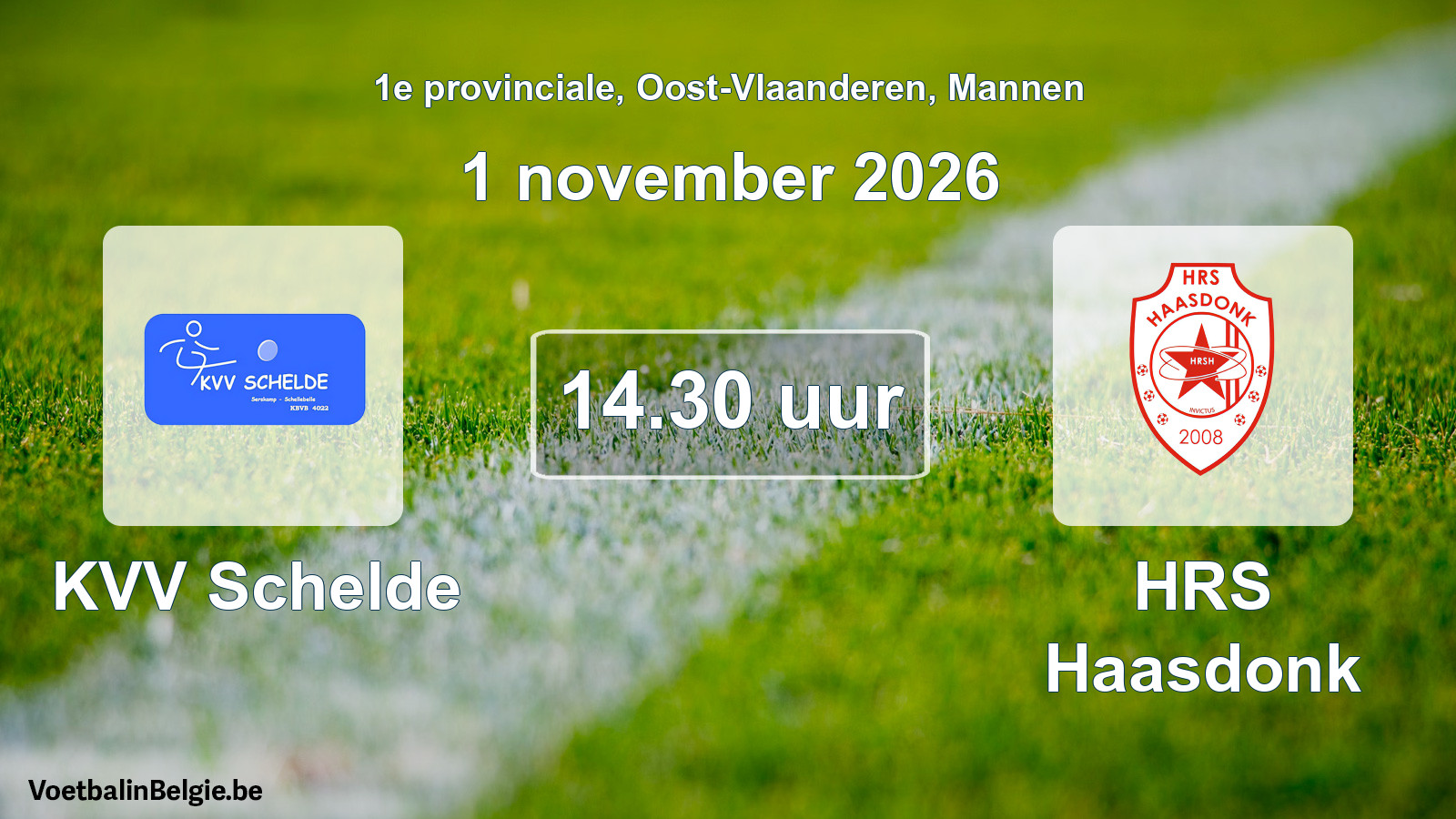 Geplande wedstrijd mannenvoetbal: KVV Schelde - HRS Haasdonk (1 november 2026)