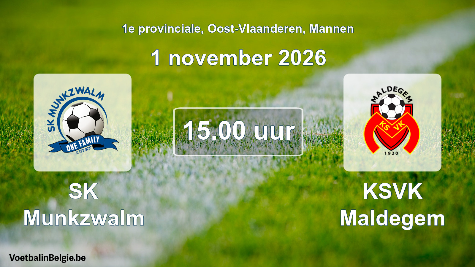 Geplande wedstrijd mannenvoetbal: SK Munkzwalm - KSVK Maldegem (1 november 2026)