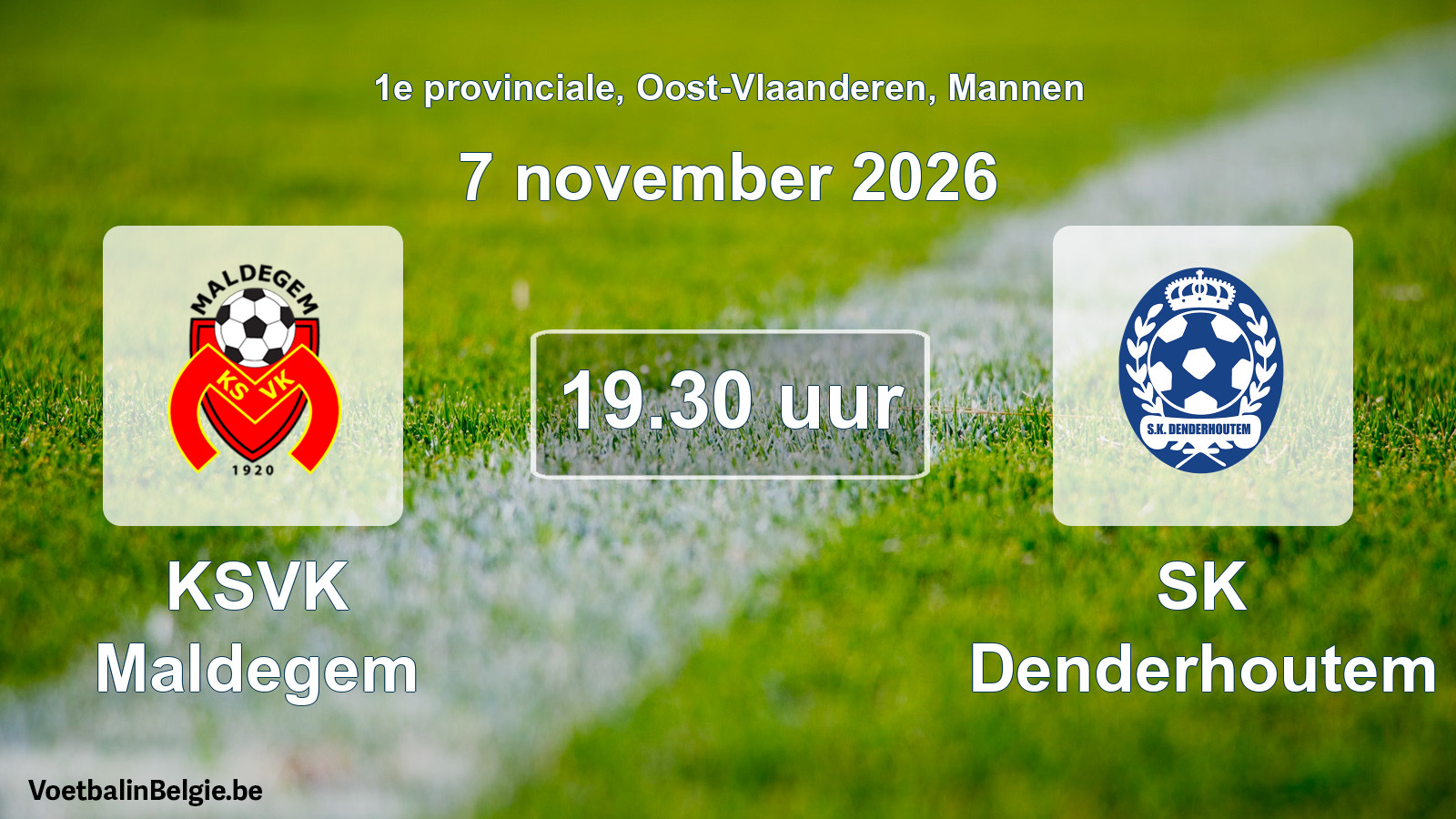 Geplande wedstrijd mannenvoetbal: KSVK Maldegem - SK Denderhoutem (7 november 2026)