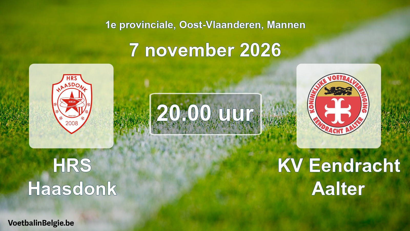 Geplande wedstrijd mannenvoetbal: HRS Haasdonk - KV Eendracht Aalter (7 november 2026)