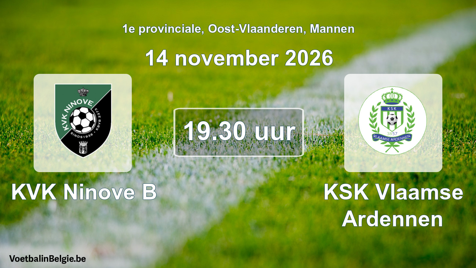 Geplande wedstrijd mannenvoetbal: KVK Ninove B - KSK Vlaamse Ardennen (14 november 2026)
