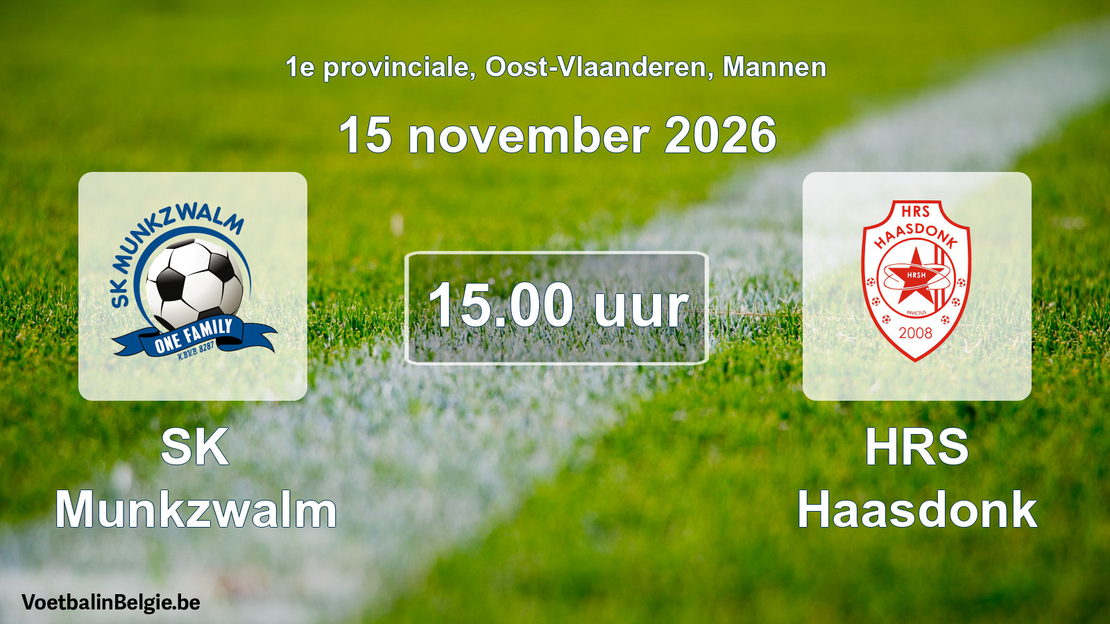 Geplande wedstrijd mannenvoetbal: SK Munkzwalm - HRS Haasdonk (15 november 2026)